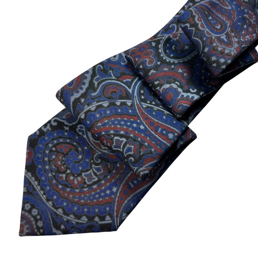 New Vintage Guy Laroche Couture Tie Men Silk Paisley Plum Luxury Paris Old Money - Picture 10 of 14